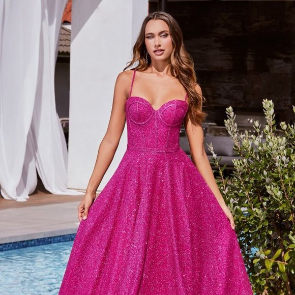NEW LONG A-LINE FORMAL DRESS WITH SPAGHETTI STRAPS AND OFF SHOULDER NECK CDS483
